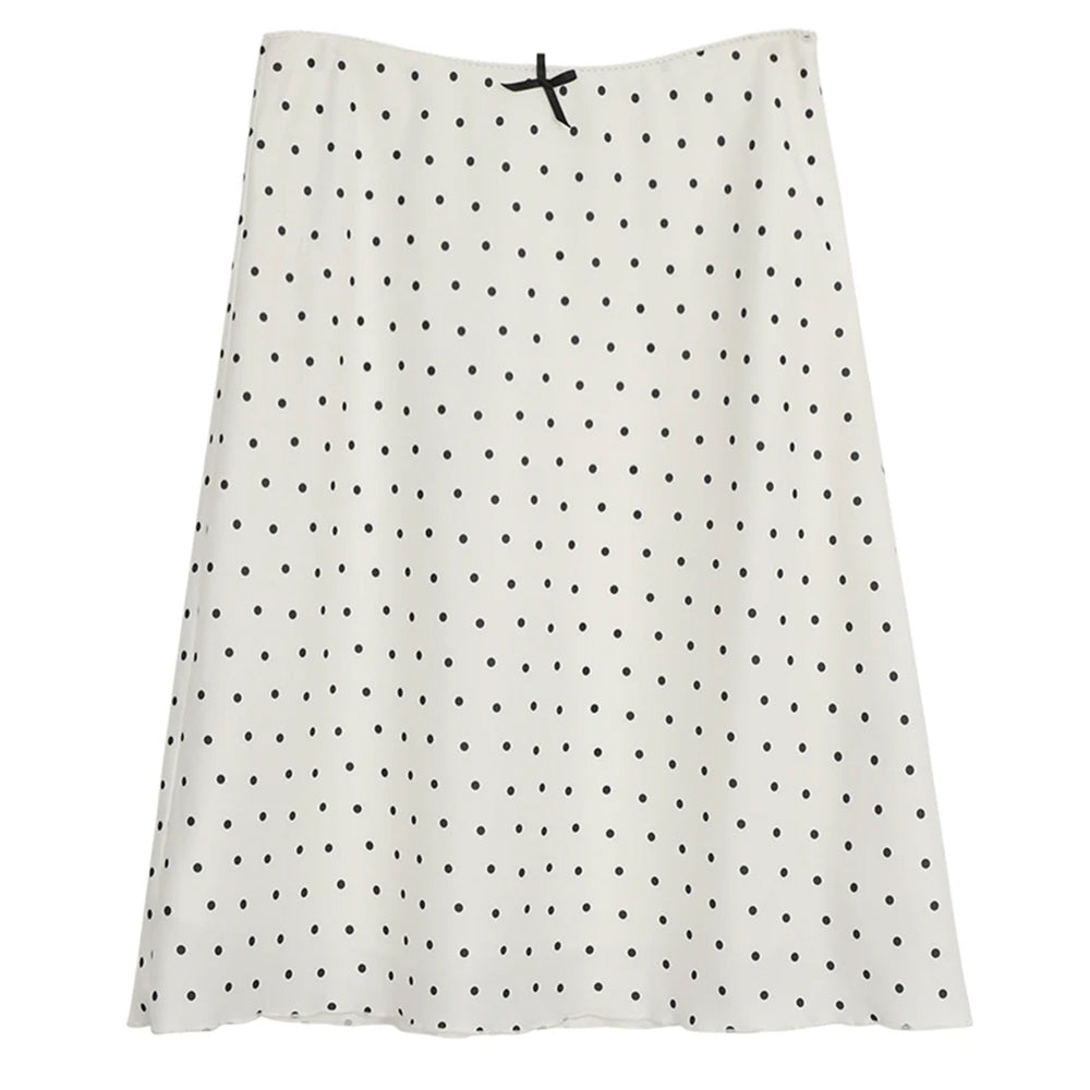 satin polka dot midi skirt boogzel clothing
