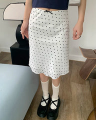 satin polka dot midi skirt boogzel clothing