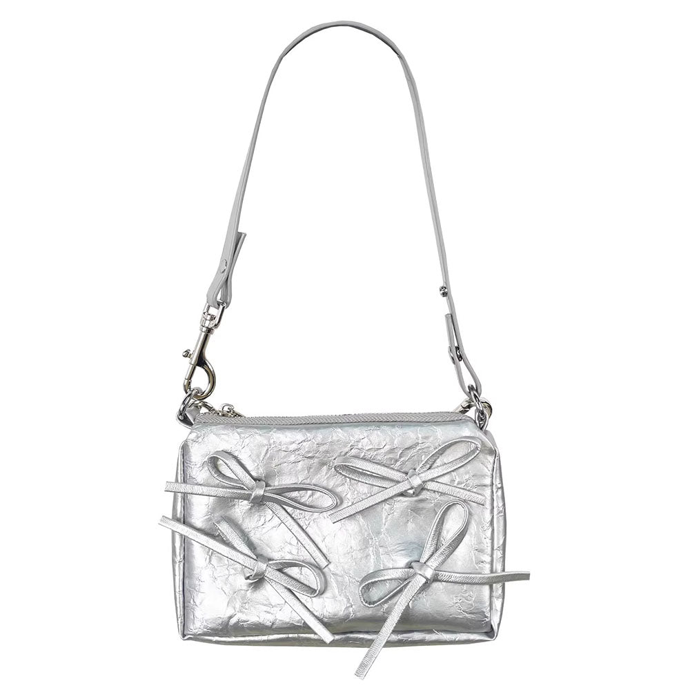 silver bows shoulder bag boogzel clothing