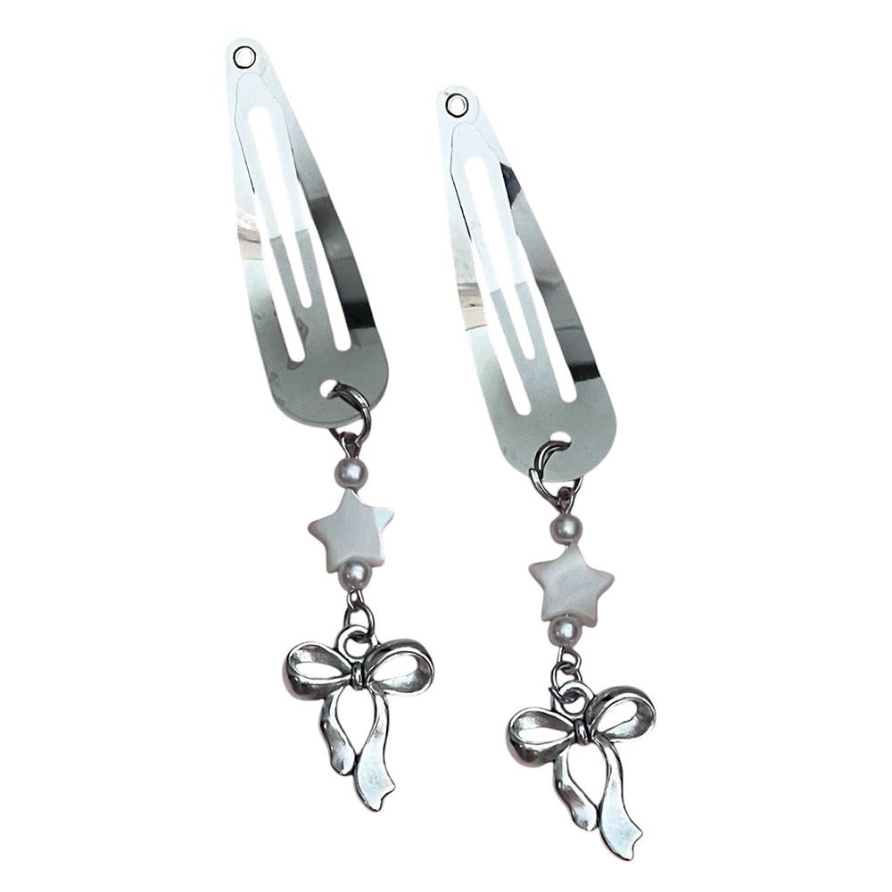 silver hair clip with ribbon charms boogzel clothing