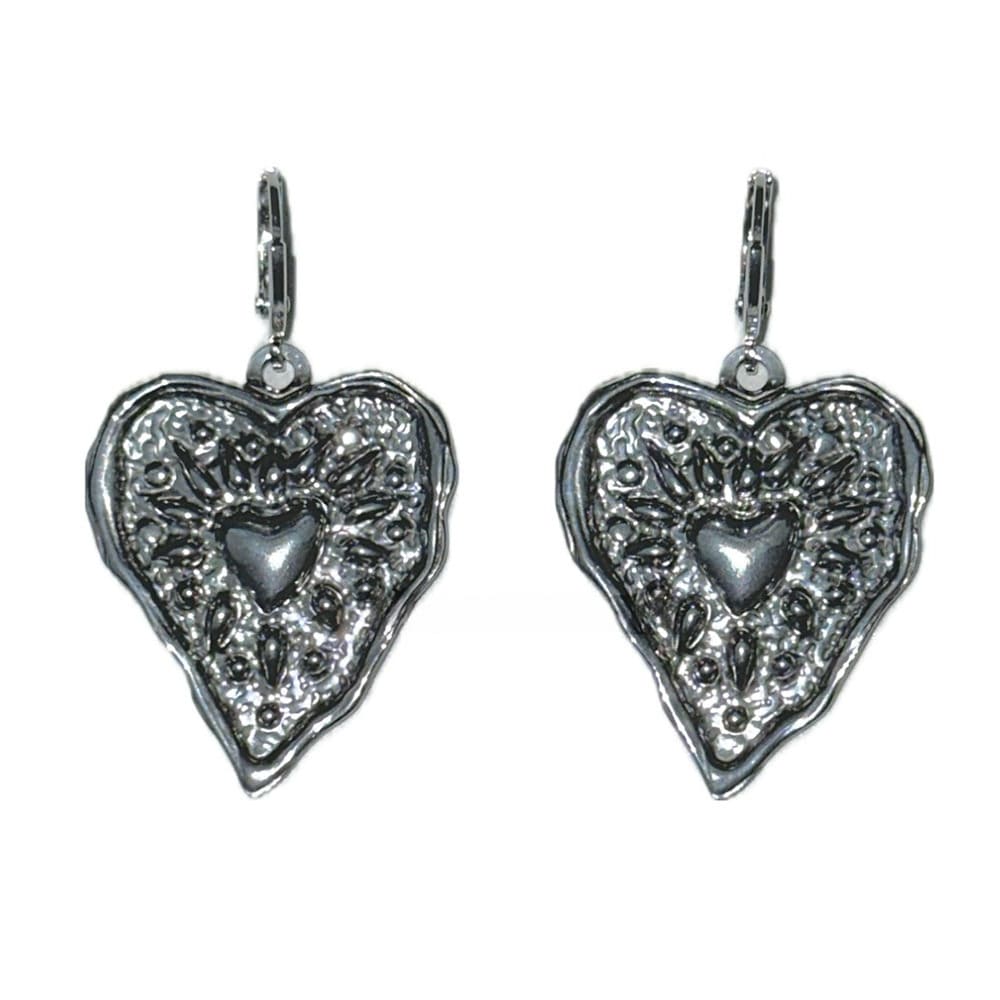 silver heart coin earrings boogzel clothing