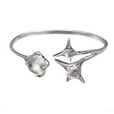 silver star and crystal open bracelet boogzel clothing