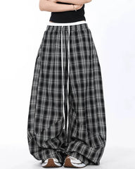 skater girl plaid wide leg pants boogzel clothing