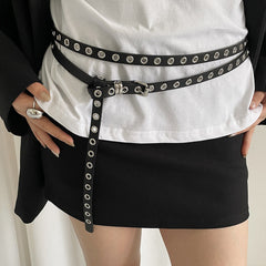 skinny eyelet extra long belt boogzel clothing