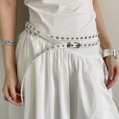 skinny eyelet extra long belt boogzel clothing