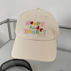 sleepy and hungry embroidery cap boogzel clothing