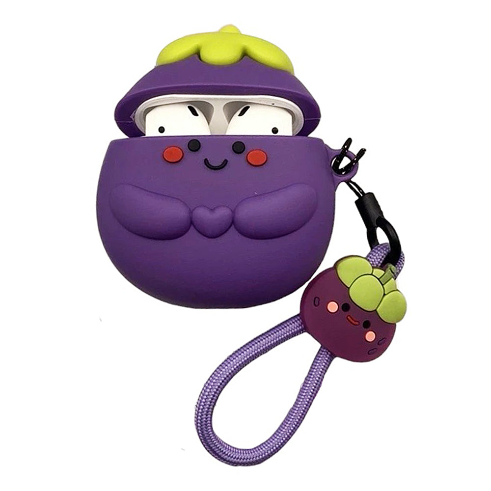 smiling eggplant airpods case boogzel clothing