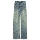 snake print straight leg jeans boogzel clothing