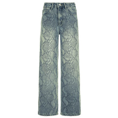 snake print straight leg jeans boogzel clothing