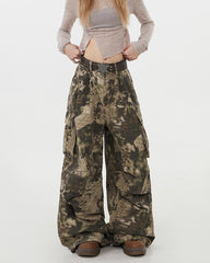 snake print wide leg cargo pants boogzel clothing