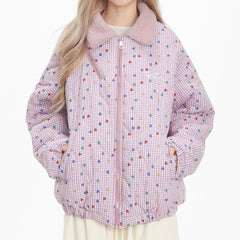 soft girl pink heart pattern jacket boogzel clothing