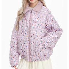 soft girl pink heart pattern jacket boogzel clothing