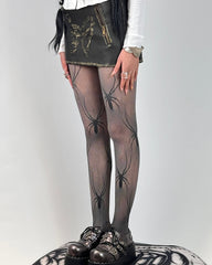 spider print fishnet tights boogzel clothing