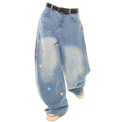 star embroidery baggy jeans boogzel clothing