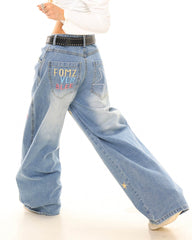 star embroidery baggy jeans boogzel clothing
