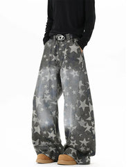 star pattern wide leg jeans boogzel clothing