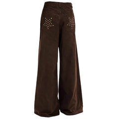 star pocket wide leg brown pants boogzel clothing