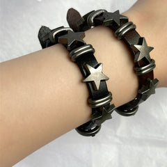 Grunge Aesthetic Leather Star Bracelet aesthetic