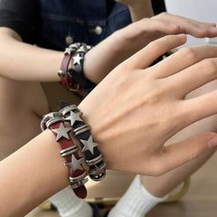 Grunge Aesthetic Leather Star Bracelet aesthetic