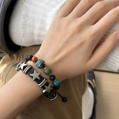 Grunge Aesthetic Leather Star Bracelet aesthetic