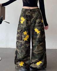 star patch camo cargo pants boogzel clothing