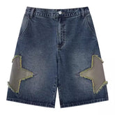 star patch denim shorts boogzel clothing