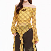 star plaid long sleeve top boogzel clothing