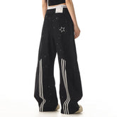 star pocket striped baggy jeans boogzel clothing
