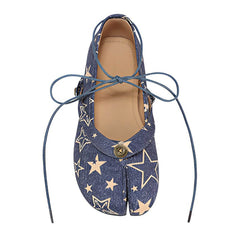 star print denim tabi ballet flats boogzel clothing