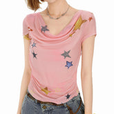 star print swing collar top boogzel clothing