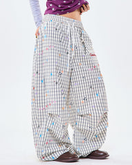 starry grid aesthetic wide leg pants boogzel clothing