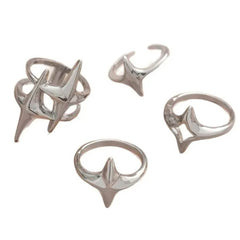 star silver aesthetic ring set boogzel clothing