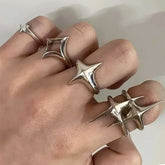 star silver aesthetic ring set boogzel clothing