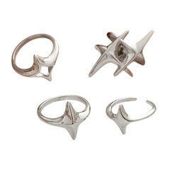 star silver aesthetic ring set boogzel clothing