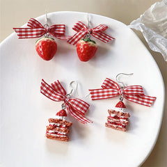 strawberry cake earrings boogzel clothing