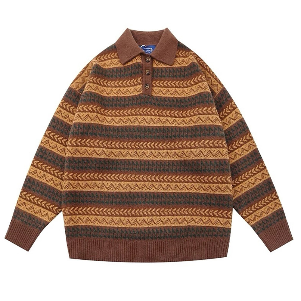 striped pattern grandma collar sweater boogzel clothing