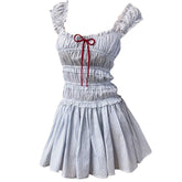 striped ruffle mini dress boogzel clothing