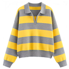 striped rugby collar sweatshirt boogzel clothing