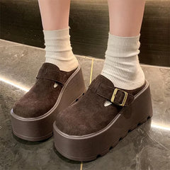 suede slip on platform mules boogzel clothing