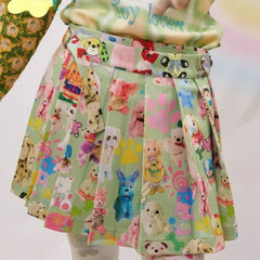 toy print pleated mini skirt boogzel clothing