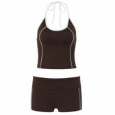 tropical flower halter top and mini shorts set boogzel clothing