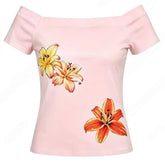 tropical flowers coconut girl off shoulder top boogzel clothing