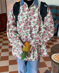 vintage pink floral button up shirt boogzel clothing