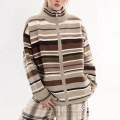 vintage zip up striped sweater boogzel clothing