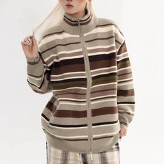 vintage zip up striped sweater boogzel clothing