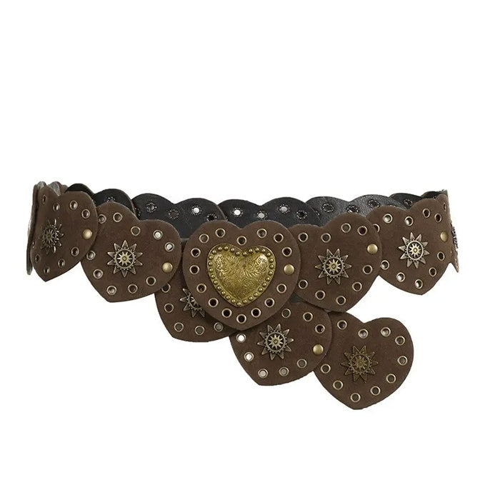 vintage heart brown suede belt boogzel clothing