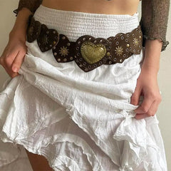 vintage heart brown suede belt boogzel clothing