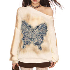 vintage wash butterfly sweater boogzel clothing