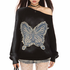 vintage wash butterfly sweater boogzel clothing