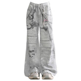 washed grey y2k chain print jeans boogzel clothing